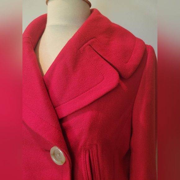 J. Crew Red Wool Blend Double Breasted Cropped Pea Coat SZ 10 - Picture 4 of 12